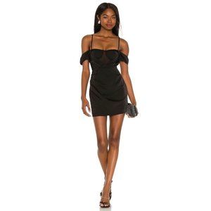 NBD Myles Mini Dress Black Off Shoulder Straps Sexy Revolve XS $208